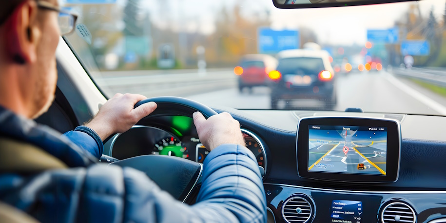 man driving on highway